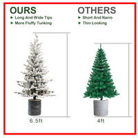 HKM-091475 Pre-lit Flocked Mini Tabletop Christmas Tree with LED Lights in Various Heights for Indoor and Outdoor Décor