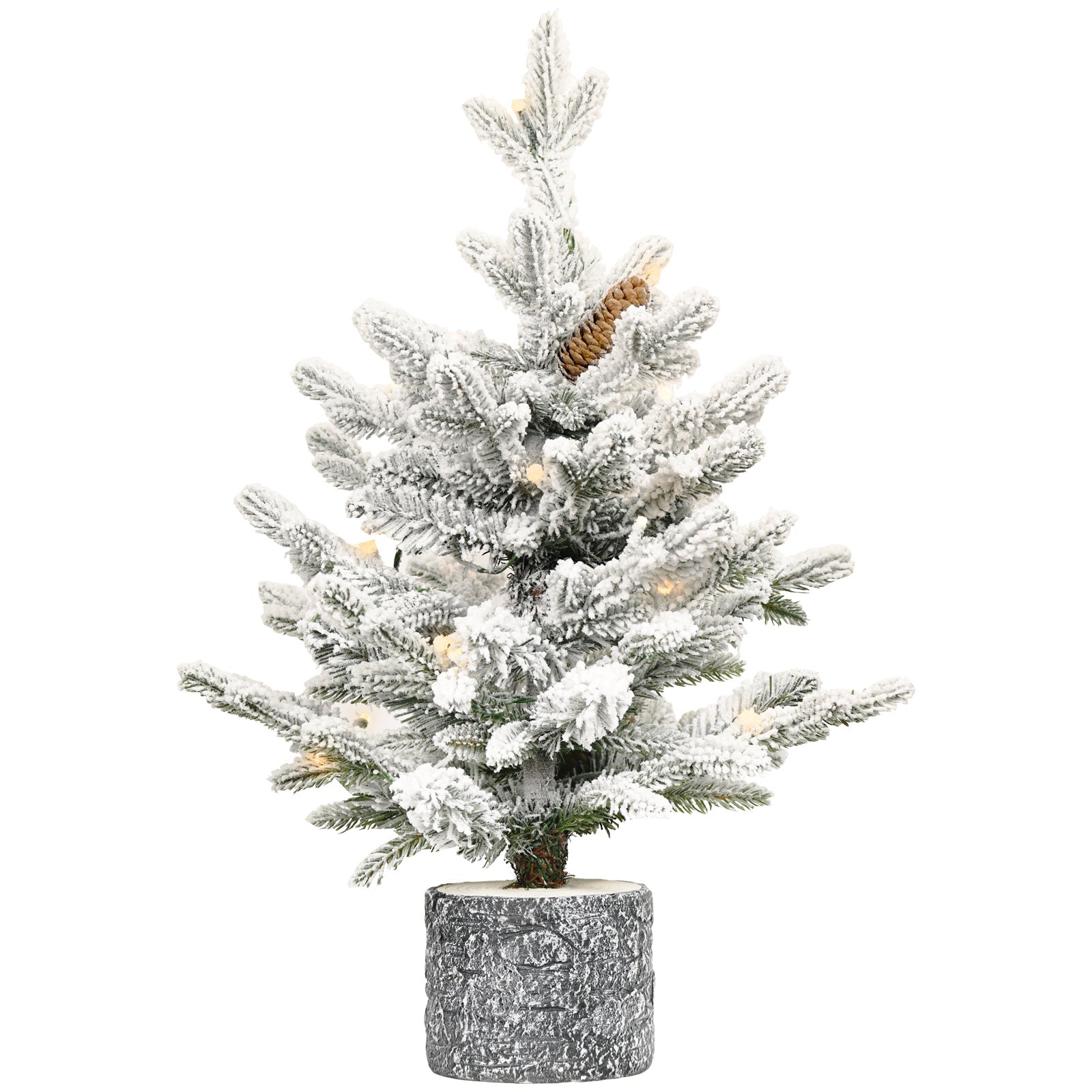 HKM-091475 Pre-lit Flocked Mini Tabletop Christmas Tree with LED Lights in Various Heights for Indoor and Outdoor Décor
