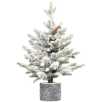HKM-091475 Pre-lit Flocked Mini Tabletop Christmas Tree with LED Lights in Various Heights for Indoor and Outdoor Décor