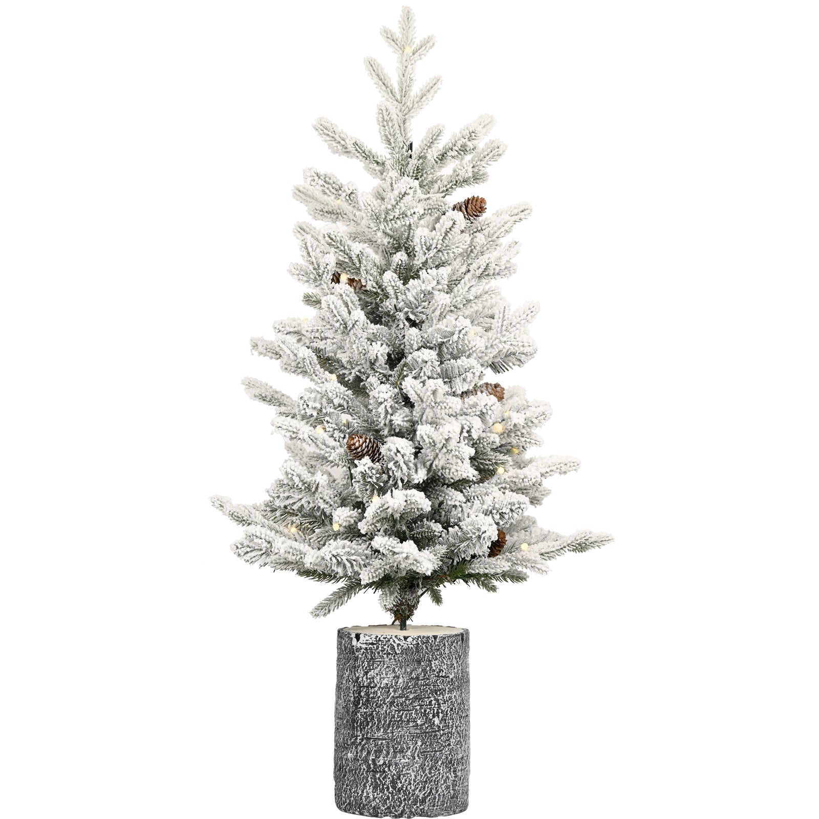 HKM-091475 Pre-lit Flocked Mini Tabletop Christmas Tree with LED Lights in Various Heights for Indoor and Outdoor Décor