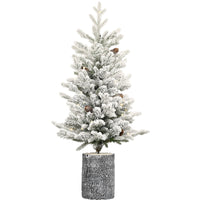 HKM-091475 Pre-lit Flocked Mini Tabletop Christmas Tree with LED Lights in Various Heights for Indoor and Outdoor Décor