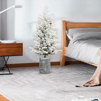 HKM-091475 Pre-lit Flocked Mini Tabletop Christmas Tree with LED Lights in Various Heights for Indoor and Outdoor Décor