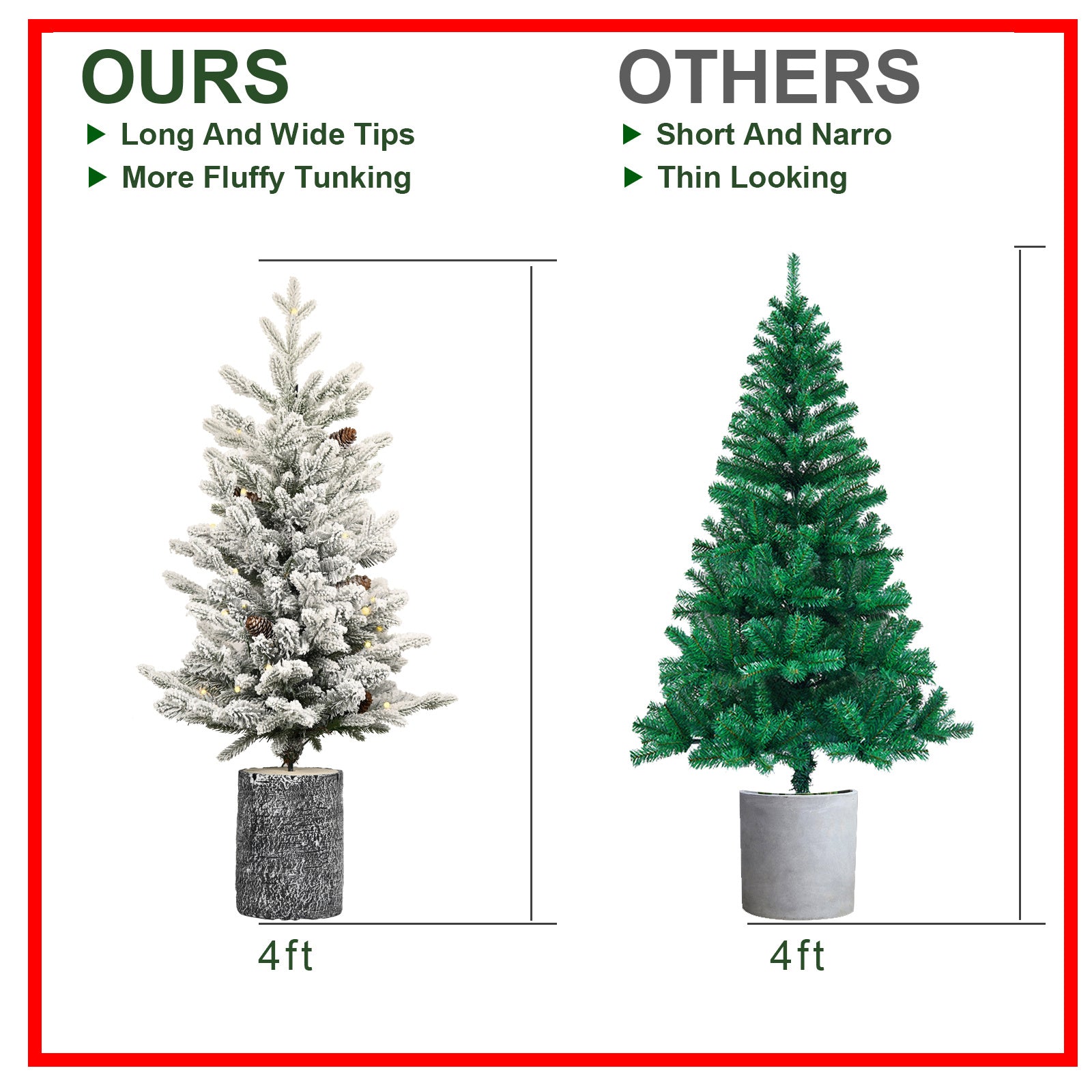 HKM-091475 Pre-lit Flocked Mini Tabletop Christmas Tree with LED Lights in Various Heights for Indoor and Outdoor Décor