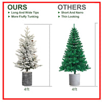HKM-091475 Pre-lit Flocked Mini Tabletop Christmas Tree with LED Lights in Various Heights for Indoor and Outdoor Décor