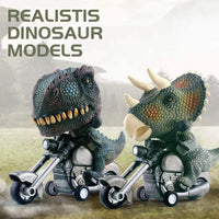 HKM-091603 Dinosaur Pull Back Motorcycle Toy - Friction Vehicle for Kids Ages 5 and Up, PVC Material, 6x12x10cm