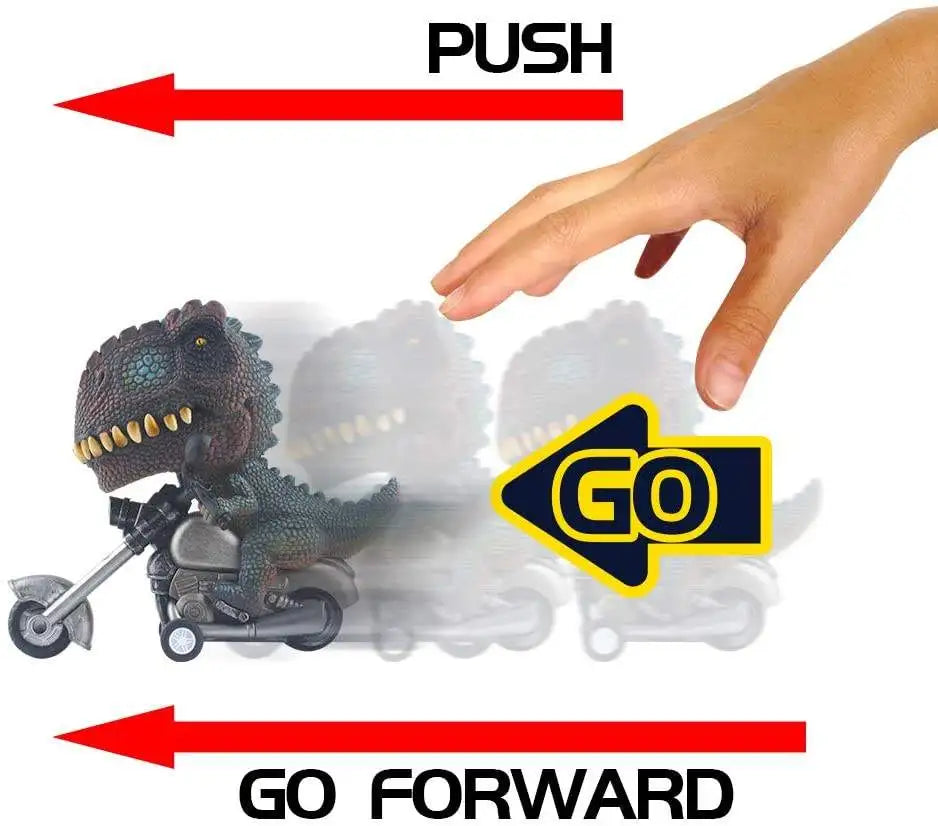HKM-091603 Dinosaur Pull Back Motorcycle Toy - Friction Vehicle for Kids Ages 5 and Up, PVC Material, 6x12x10cm