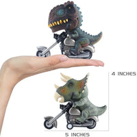 HKM-091603 Dinosaur Pull Back Motorcycle Toy - Friction Vehicle for Kids Ages 5 and Up, PVC Material, 6x12x10cm