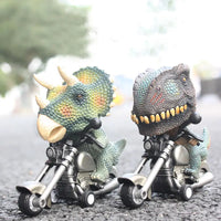 HKM-091603 Dinosaur Pull Back Motorcycle Toy - Friction Vehicle for Kids Ages 5 and Up, PVC Material, 6x12x10cm