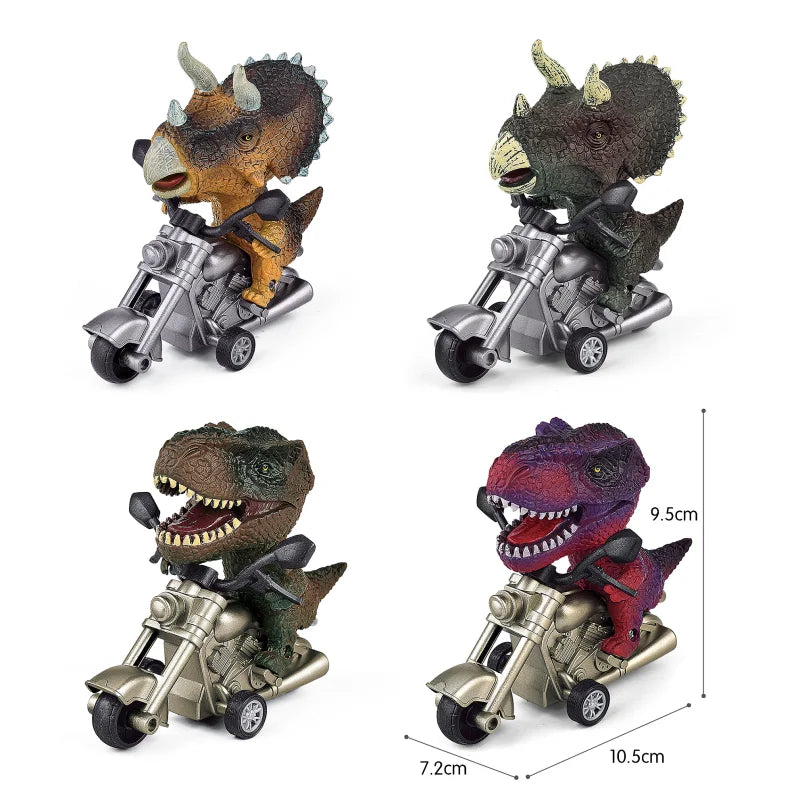 HKM-091603 Dinosaur Pull Back Motorcycle Toy - Friction Vehicle for Kids Ages 5 and Up, PVC Material, 6x12x10cm