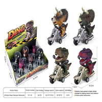 HKM-091603 Dinosaur Pull Back Motorcycle Toy - Friction Vehicle for Kids Ages 5 and Up, PVC Material, 6x12x10cm