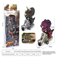 HKM-091603 Dinosaur Pull Back Motorcycle Toy - Friction Vehicle for Kids Ages 5 and Up, PVC Material, 6x12x10cm