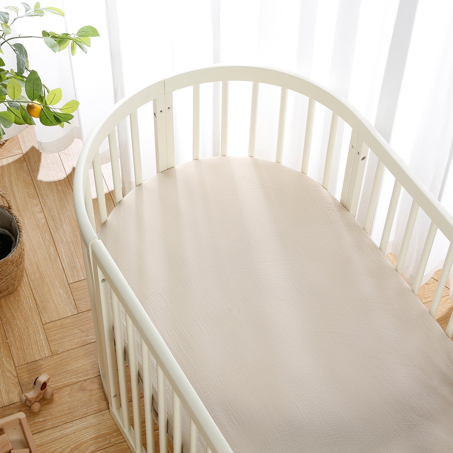 HKM-091667 Double-Layer Gauze Baby Bedding Set with Fitted Sheet - Soft and Breathable, 130x70x18cm