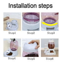HKM-091859 Automatic Pet Feeder with Drinking Fountain - 528ml Water Capacity, Available in Gray, Pink, and Blue