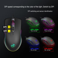 HKM-091859 Wired Ergonomic Gaming Optical Mouse with Adjustable DPI and 7 Keys