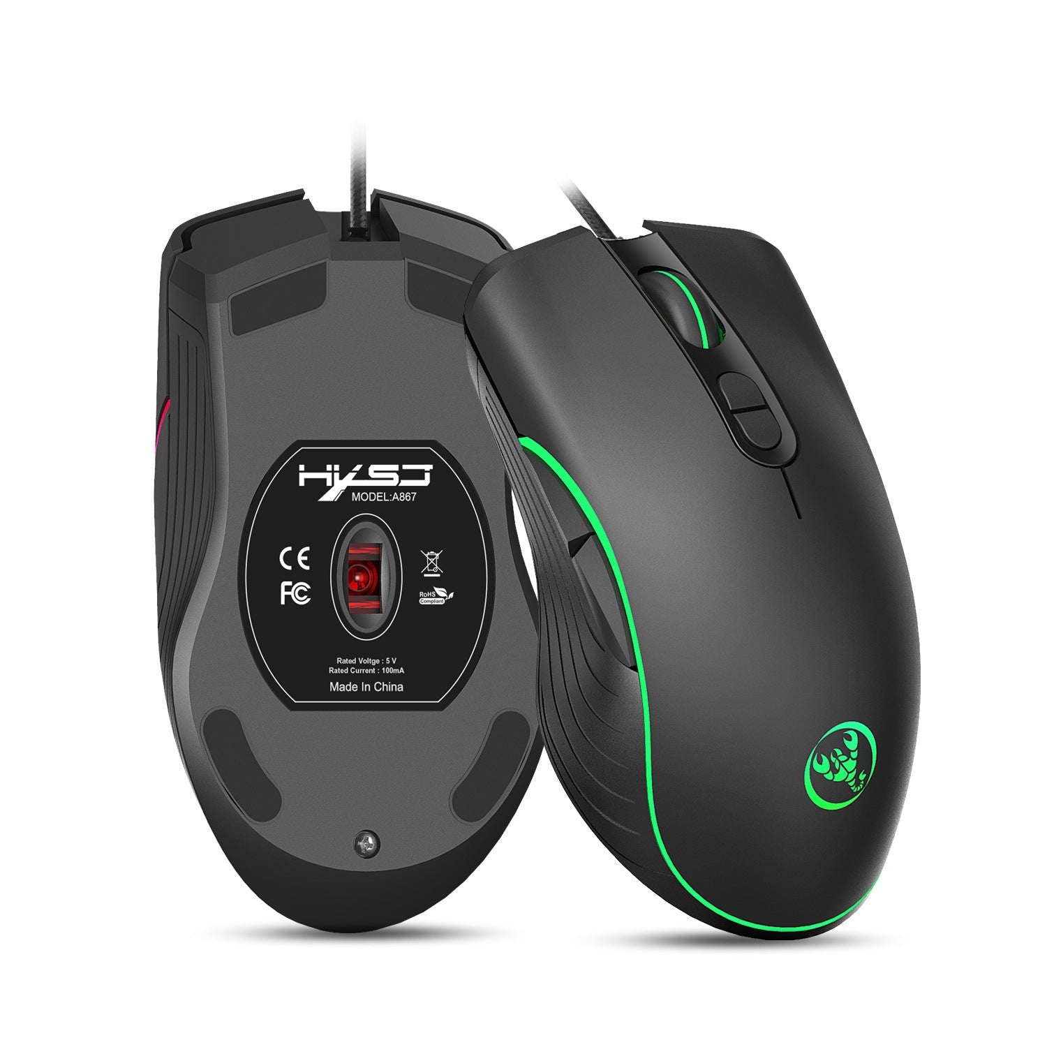 HKM-091859 Wired Ergonomic Gaming Optical Mouse with Adjustable DPI and 7 Keys