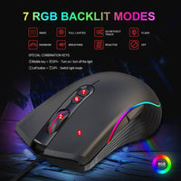 HKM-091859 Wired Ergonomic Gaming Optical Mouse with Adjustable DPI and 7 Keys