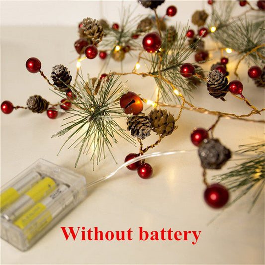 HKM-092115 Warm White Pine Cone Star String Lights with 20 LED Bulbs for Christmas Tree Decoration, 2M Length