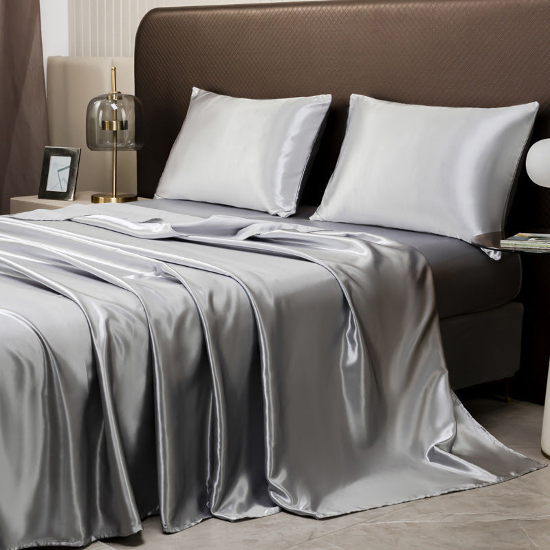 HKM-092307 Four-Piece Fleece Bed Sheet Set with Fitted Sheet and Pillowcases in Multiple Sizes