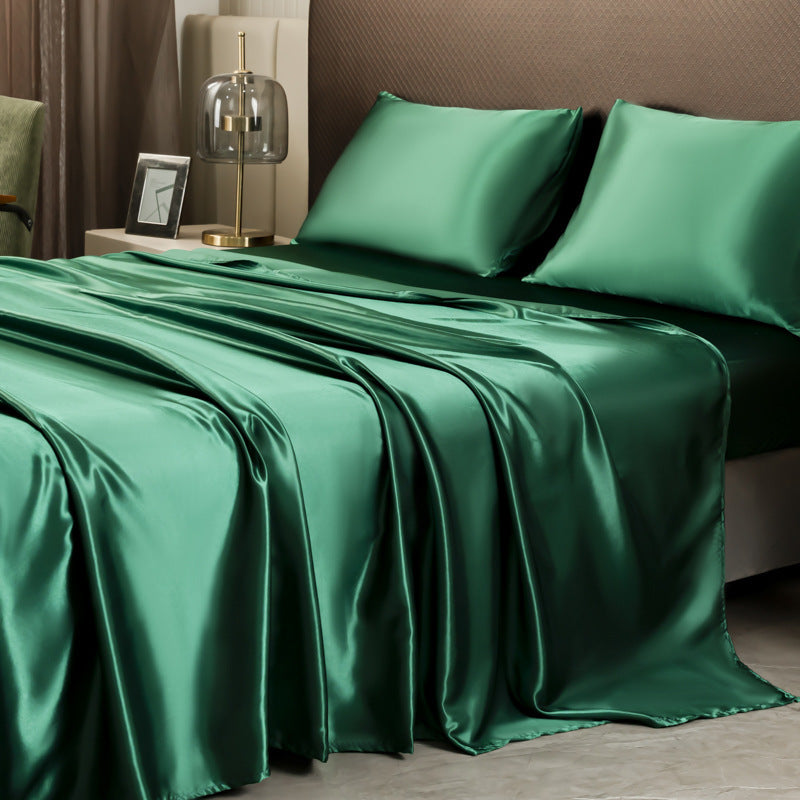 HKM-092307 Four-Piece Fleece Bed Sheet Set with Fitted Sheet and Pillowcases in Multiple Sizes