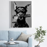 HKM-092499 Black Dog Oil Canvas Painting for Living Room and Bedroom Decor - Multiple Sizes Available