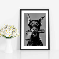 HKM-092499 Black Dog Oil Canvas Painting for Living Room and Bedroom Decor - Multiple Sizes Available