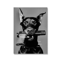 HKM-092499 Black Dog Oil Canvas Painting for Living Room and Bedroom Decor - Multiple Sizes Available
