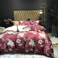 HKM-092499 Floral Cotton Satin Digital Print Duvet Cover Set - 4 Pieces in Multiple Styles