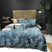 HKM-092499 Floral Cotton Satin Digital Print Duvet Cover Set - 4 Pieces in Multiple Styles