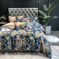 HKM-092499 Floral Cotton Satin Digital Print Duvet Cover Set - 4 Pieces in Multiple Styles