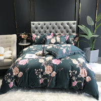 HKM-092499 Floral Cotton Satin Digital Print Duvet Cover Set - 4 Pieces in Multiple Styles