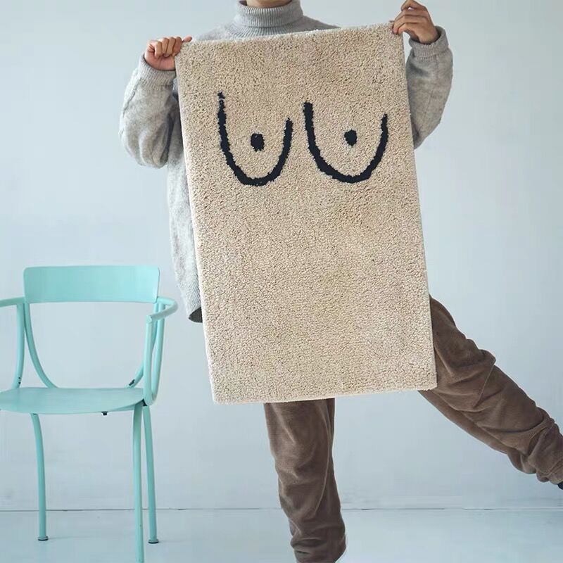 HKM-092563 Cotton Blend Fun Design Carpet Floor Mat for Living Room and Bedroom – 80 x 120cm