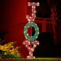 HKM-092627 Warm White LED JOY Letter Christmas Decoration - Indoor & Outdoor Holiday Lighted Sign, Weather-Resistant Design, Easy Assembly