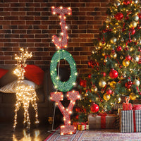 HKM-092627 Warm White LED JOY Letter Christmas Decoration - Indoor & Outdoor Holiday Lighted Sign, Weather-Resistant Design, Easy Assembly