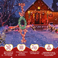 HKM-092627 Warm White LED JOY Letter Christmas Decoration - Indoor & Outdoor Holiday Lighted Sign, Weather-Resistant Design, Easy Assembly