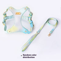 HKM-092691 Colorful Leather Cat Harness and Leash Set - Available in Pink, Purple, and Cloud Blue