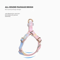 HKM-092691 Colorful Leather Cat Harness and Leash Set - Available in Pink, Purple, and Cloud Blue