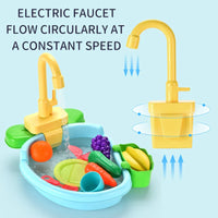 HKM-092755 Playful Kitchen Washing Sink Toy Set with Recirculating Faucet and Food Accessories for Kids 2-4 Years