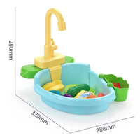 HKM-092755 Playful Kitchen Washing Sink Toy Set with Recirculating Faucet and Food Accessories for Kids 2-4 Years
