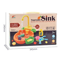 HKM-092755 Playful Kitchen Washing Sink Toy Set with Recirculating Faucet and Food Accessories for Kids 2-4 Years