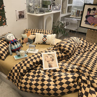 HKM-092819 Geometric Green Polka Dot Cotton Bedding Set - 4-Piece Includes Duvet Cover, Bed Sheet, and Pillowcases
