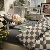 HKM-092819 Geometric Green Polka Dot Cotton Bedding Set - 4-Piece Includes Duvet Cover, Bed Sheet, and Pillowcases