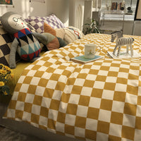 HKM-092819 Geometric Green Polka Dot Cotton Bedding Set - 4-Piece Includes Duvet Cover, Bed Sheet, and Pillowcases