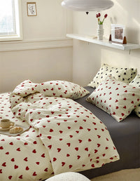 HKM-092819 Geometric Green Polka Dot Cotton Bedding Set - 4-Piece Includes Duvet Cover, Bed Sheet, and Pillowcases