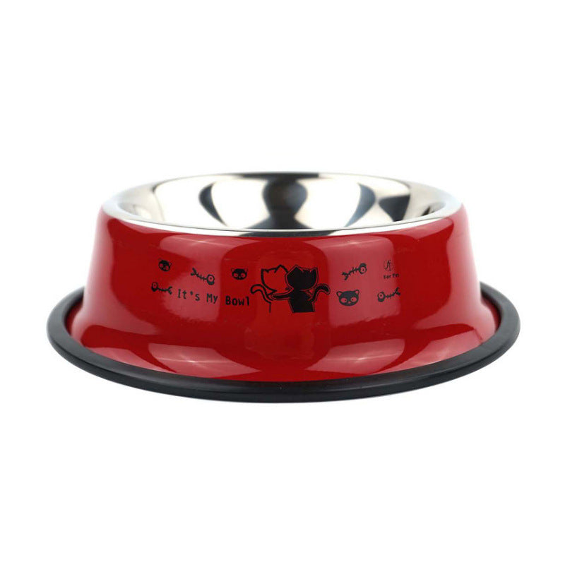HKM-093011 Stainless Steel Anti-Skid Dog Bowl with Color Printing, Available in Six Sizes