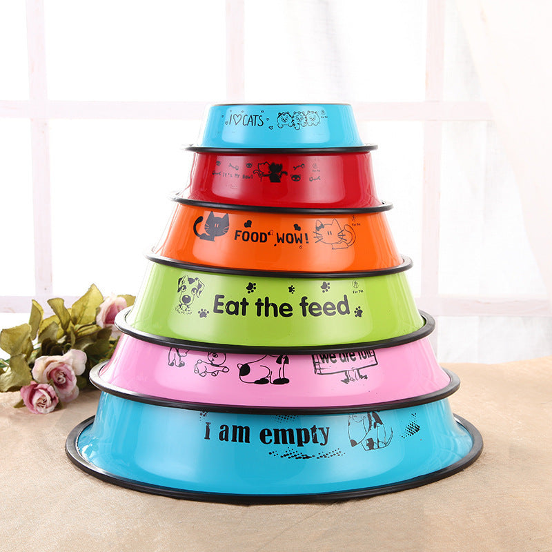 HKM-093011 Stainless Steel Anti-Skid Dog Bowl with Color Printing, Available in Six Sizes