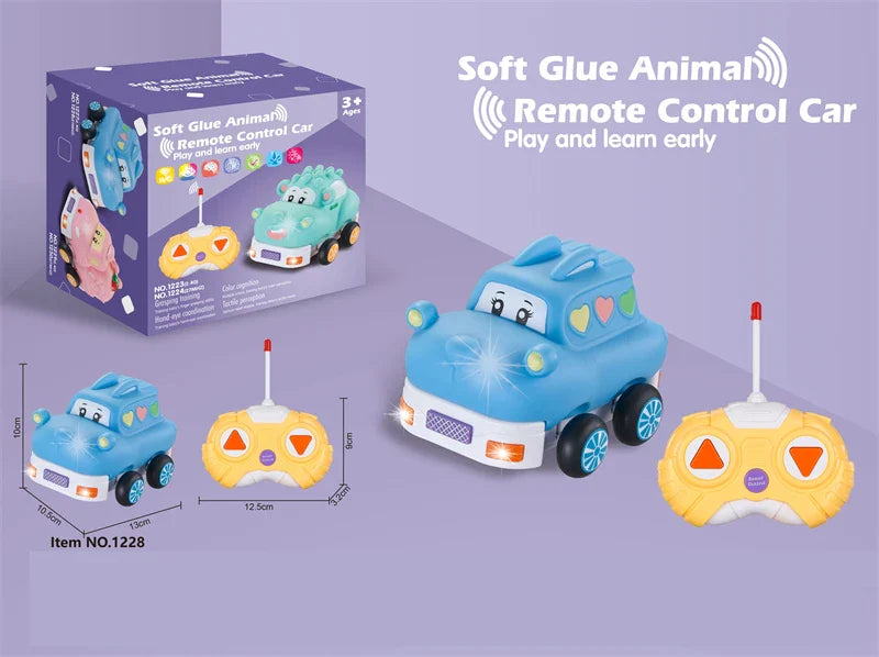 HKM-093075 Remote Control Cartoon Animal Vehicle Toy for Kids – Soft Glue Educational RC Car with 4 Channels, Indoor-Outdoor Fun
