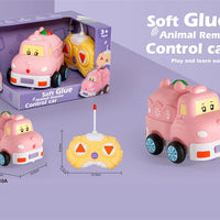 HKM-093075 Remote Control Cartoon Animal Vehicle Toy for Kids – Soft Glue Educational RC Car with 4 Channels, Indoor-Outdoor Fun