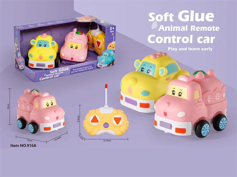 HKM-093075 Remote Control Cartoon Animal Vehicle Toy for Kids – Soft Glue Educational RC Car with 4 Channels, Indoor-Outdoor Fun