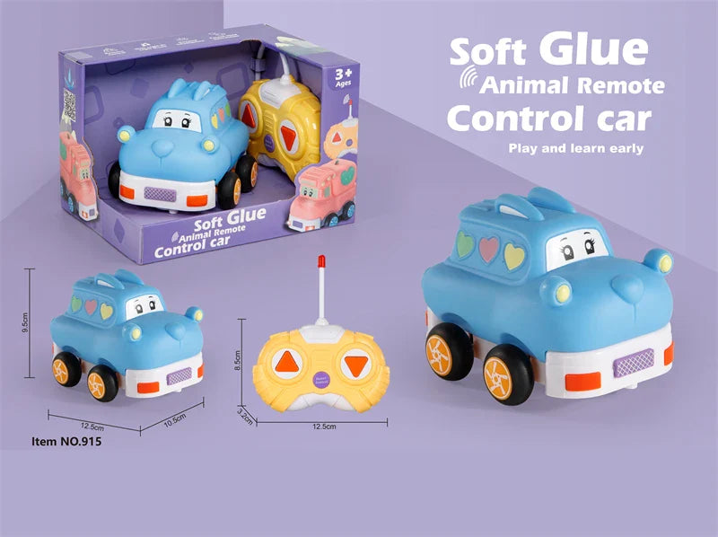 HKM-093075 Remote Control Cartoon Animal Vehicle Toy for Kids – Soft Glue Educational RC Car with 4 Channels, Indoor-Outdoor Fun