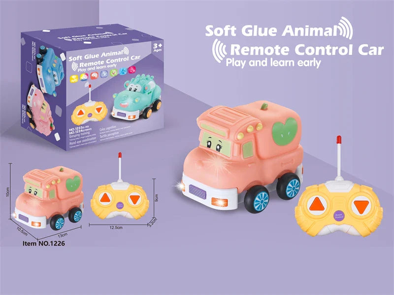 HKM-093075 Remote Control Cartoon Animal Vehicle Toy for Kids – Soft Glue Educational RC Car with 4 Channels, Indoor-Outdoor Fun